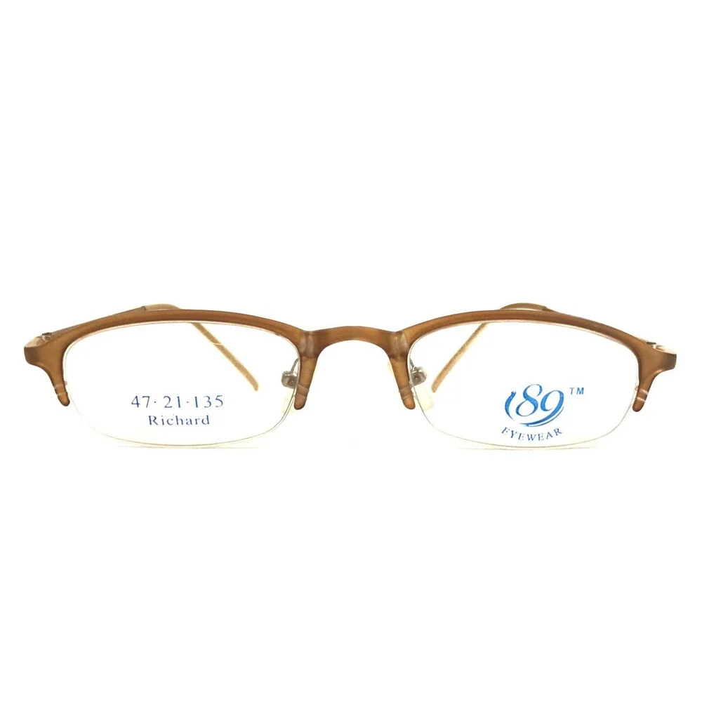 89 Eyewear Eyeglasses Frames Richard Ab1059 Y23 Matte Brown Half Rim 47-21-135